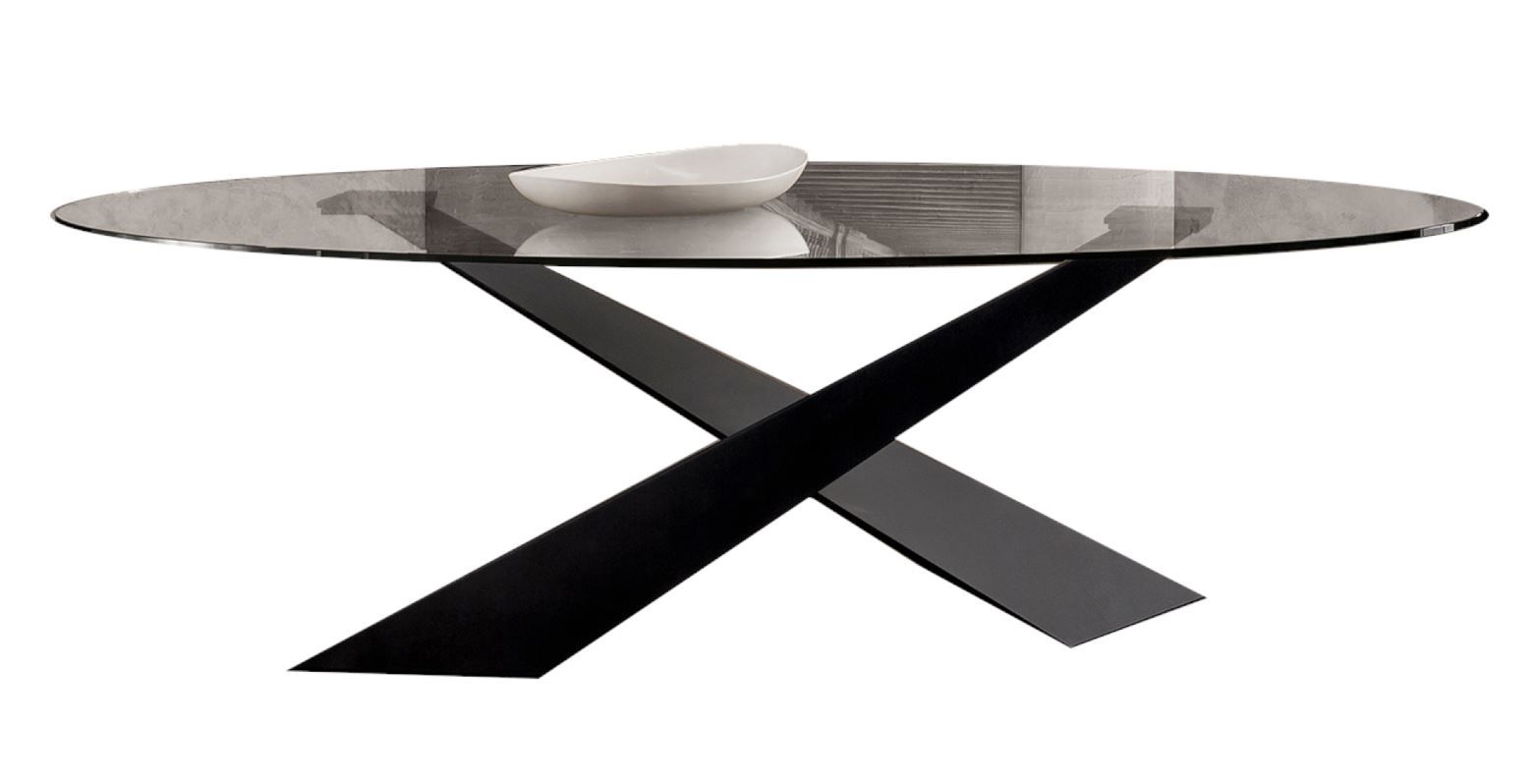 RIFLESSI - Stôl LIVING s oválnou sklenenou doskou