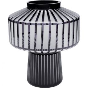 KARE Design Černo-bílá skleněná váza Roulette Rim 30cm