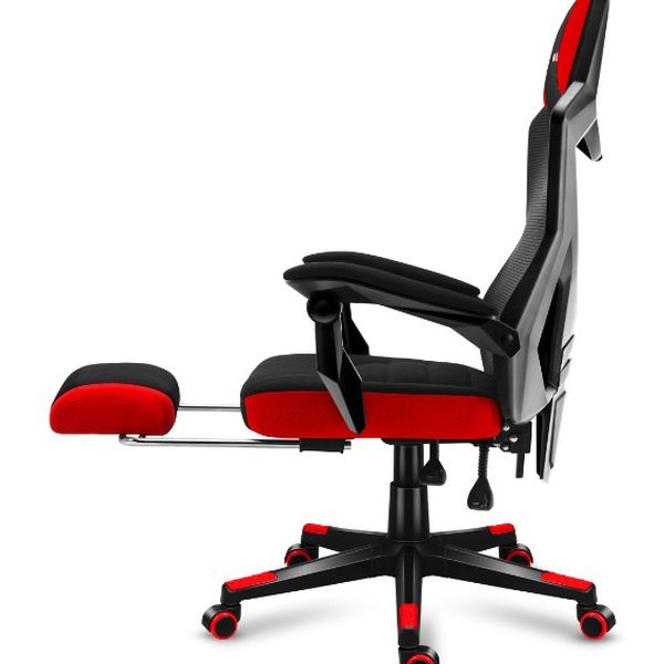 DomTextilu Ergonomické herné červené kreslo s opierkou nôh COMBAT 3.0 51607