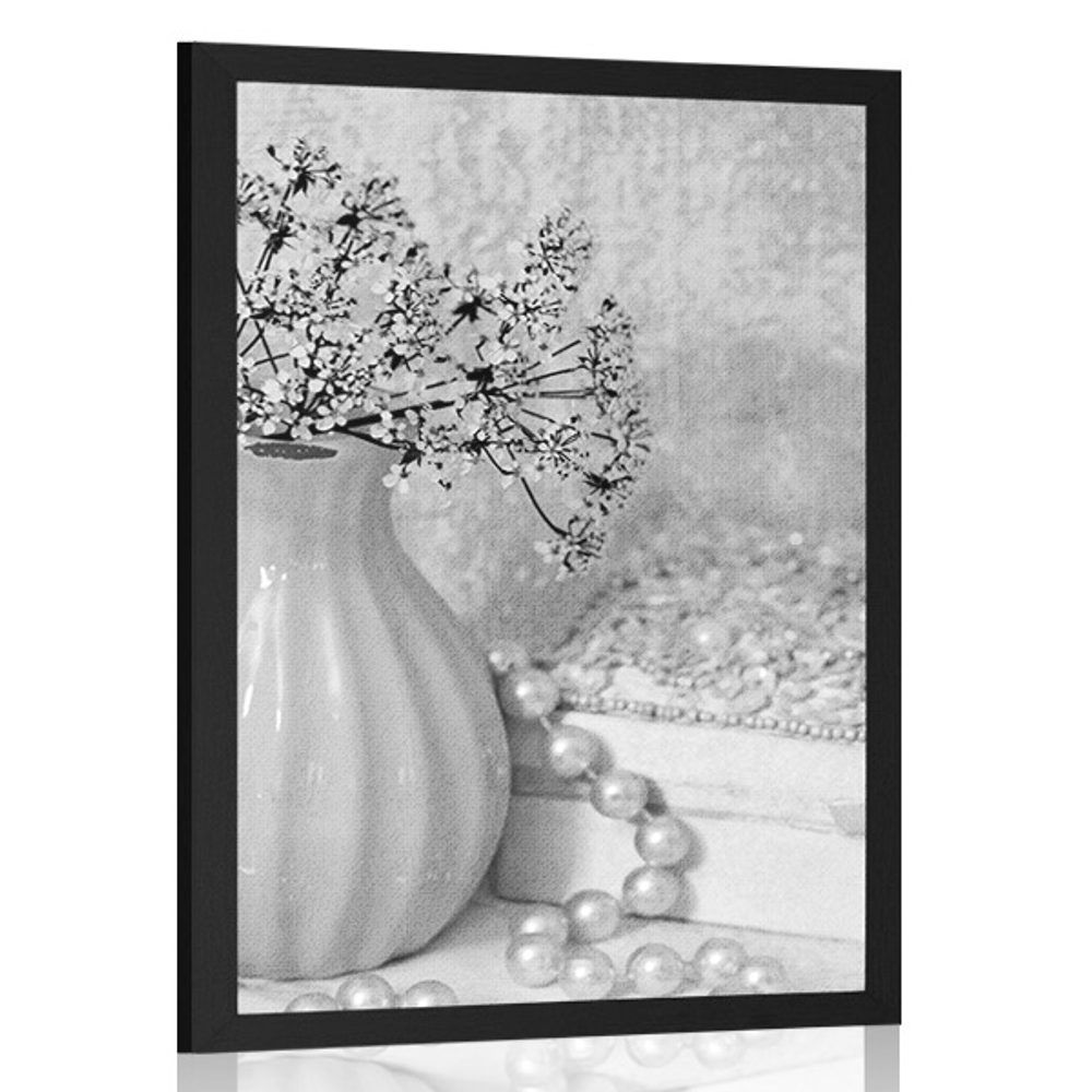 Plagát luxusné zátišie v čiernobielom prevedení - 30x45 black