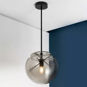 Artemide Vitruvio závesná lampa, čierna, Obývacia izba / jedáleň, mosadz, ručne fúkané sklo, E27, 21W, K: 38.8cm
