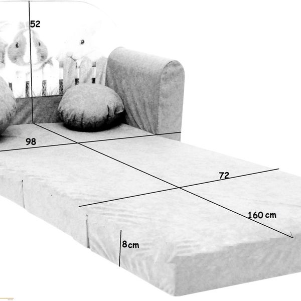 Detská farebná rozkladacia pohovka so zveratkami 98 x 170 cm