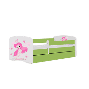 Letoss Detská posteľ BABY DREAMS 140/70- Víla II Zelená S matracom S uložným priestorom