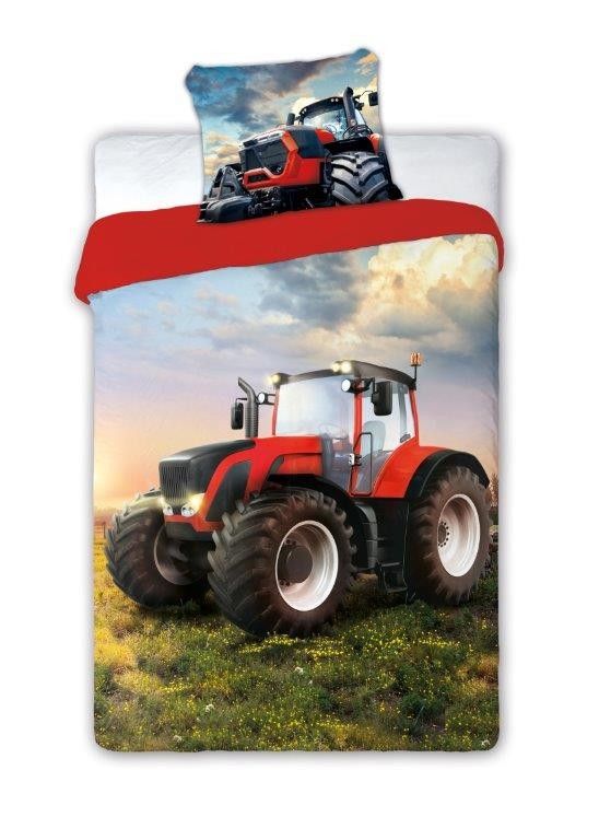 DomTextilu Posteľné obliečky pre malých traktoristov 2 časti: 1ks 140 cmx200 + obliečka 70 cmx90 Červená 140x200 cm 23595-220330