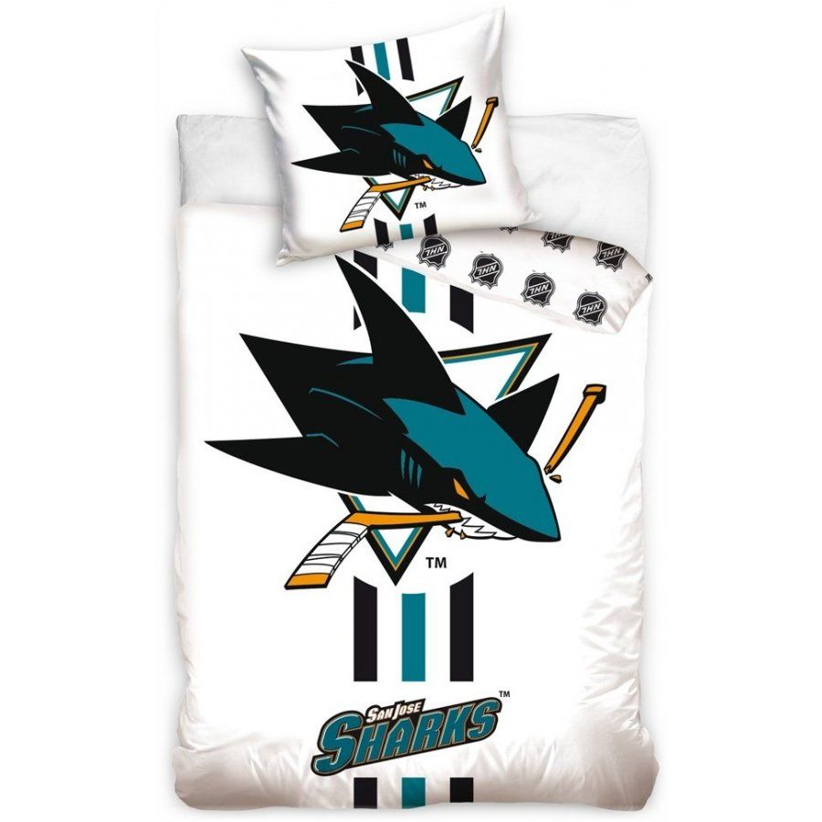 TipTrade (CZ) · Hokejové posteľné obliečky NHL San Jose Sharks - biele - 100% bavlna, perkál - 70 x 90 cm + 140 x 200 cm