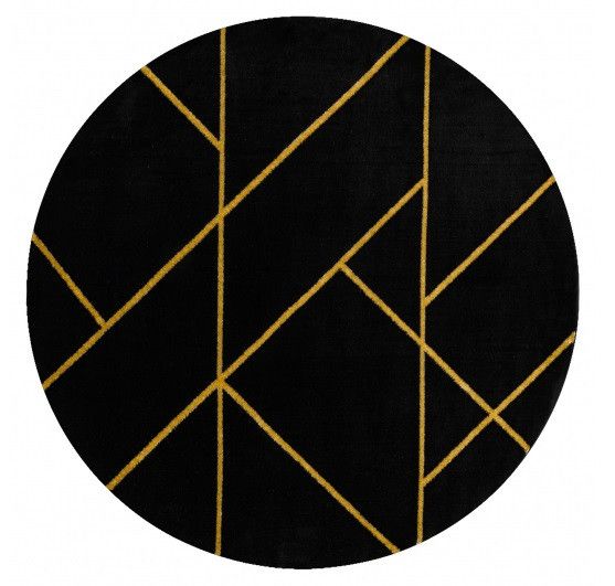 Dywany Łuszczów Kusový koberec Emerald geometric 1012 black and gold kruh - 200x200 (priemer) kruh cm