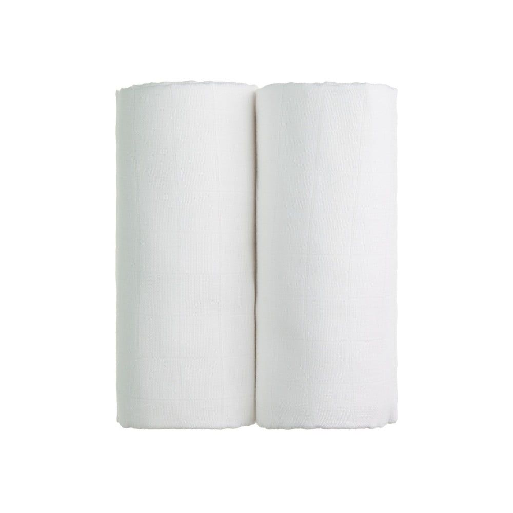 Súprava 2 bielych bavlnených osušiek T-TOMI Tetra, 90 x 100 cm
