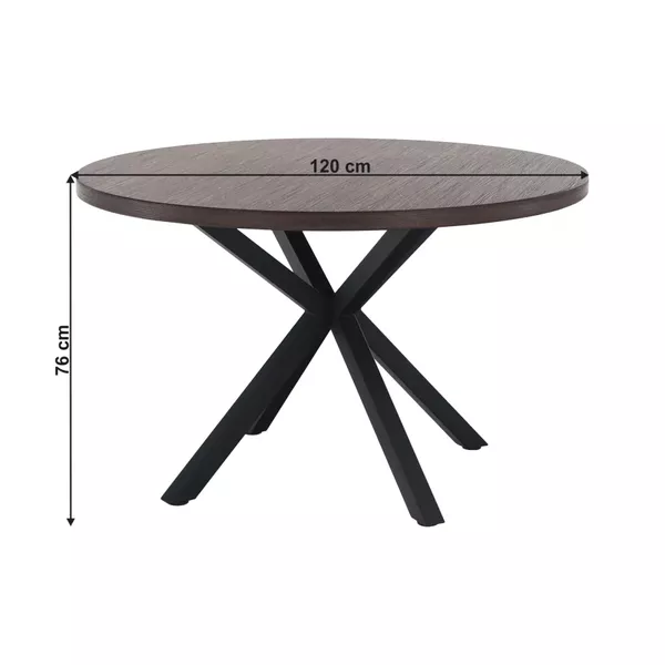  Jedálenský stôl, tmavý dub/čierna, priemer 120 cm, MEDOR