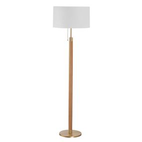 Hufnagel Drevená stojaca lampa Lignum tienidlo chinc mosadz, Obývacia izba / jedáleň, mosadz, dubové drevo, chinc, E27, 57W, K: 140cm