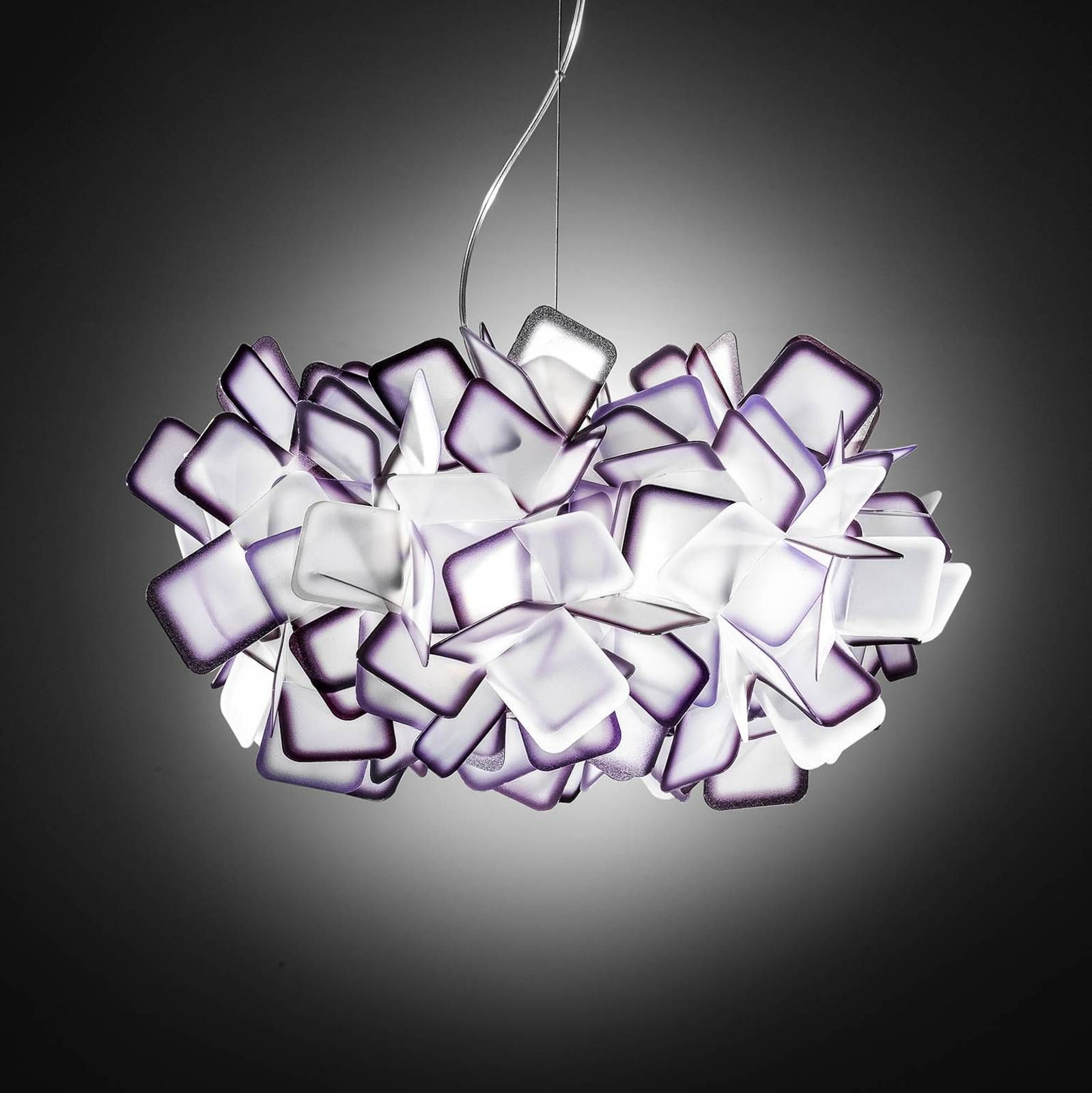 Slamp Clizia – dizajnérska závesná lampa, fialová, Obývacia izba / jedáleň, Opalflex®, E27, 12W, K: 25cm