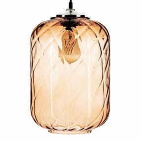 Euluna Závesná lampa Tezeusz sklo, svetlohnedá Ø 24 cm, Obývacia izba / jedáleň, sklo, kov, E27, 60W, K: 33cm