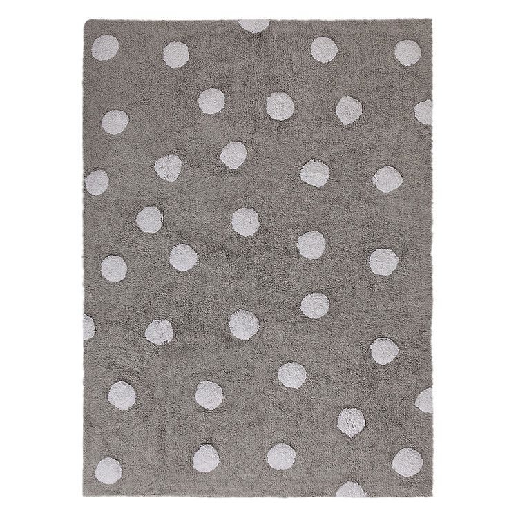 Lorena Canals koberce Ručne tkaný kusový koberec Polka Dots Grey-White - 120x160 cm