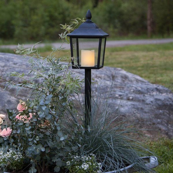 STAR TRADING LED náhrobná lampa Flame Lantern, 52 cm, plast, 0.3W, P: 14.5 cm, L: 14.5 cm, K: 52cm