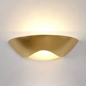 Holländer Vznešené nástenné svietidlo Matteo Curve zlaté, Obývacia izba / jedáleň, keramika, sklo, R7s 78.3 mm, 200W, L: 36.5 cm, K: 10cm