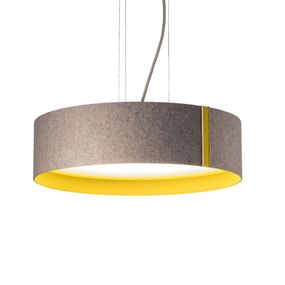 Domus Závesné LED svetlo LARAfelt M, Ø 43 cm, sivá/karí, Obývacia izba / jedáleň, vlnená plsť, dub, akrylové sklo, kov, ušľachtilá oceľ, 25W, K: 11cm