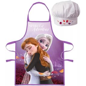 EUROSWAN · Dievčenská zástera s kuchárskou čiapkou Ľadové kráľovstvo - Frozen - motív Spirit of Adventure - pre deti 3 - 8 rokov