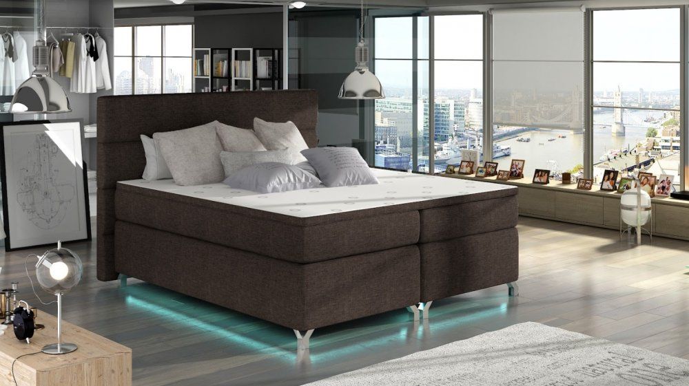 ArtElta Manželská posteľ AMADEO Boxspring s LED osvetlením | 160 x 200 cm Farba: BAO 07 - Sawana 26