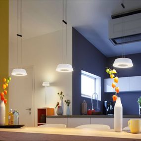 Oligo OLIGO Glance závesné LED svetlo 3-pl. biele matné, Obývacia izba / jedáleň, kov, akryl