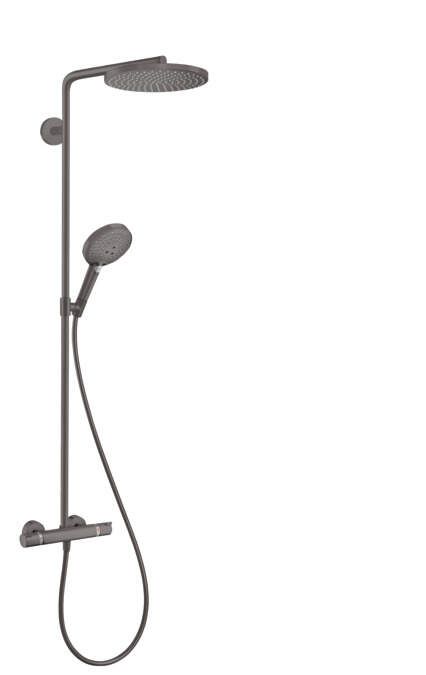 HansGrohe Raindance Select S - Sprchový set Showerpipe s termostatom, 1 jet, kefovaný čierny chróm 27633340