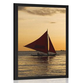 Plagát nádherný západ slnka na mori - 30x45 black