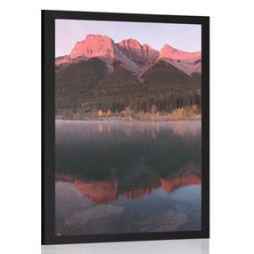 Plagát západ slnka nad Dolomitmi - 60x90 black