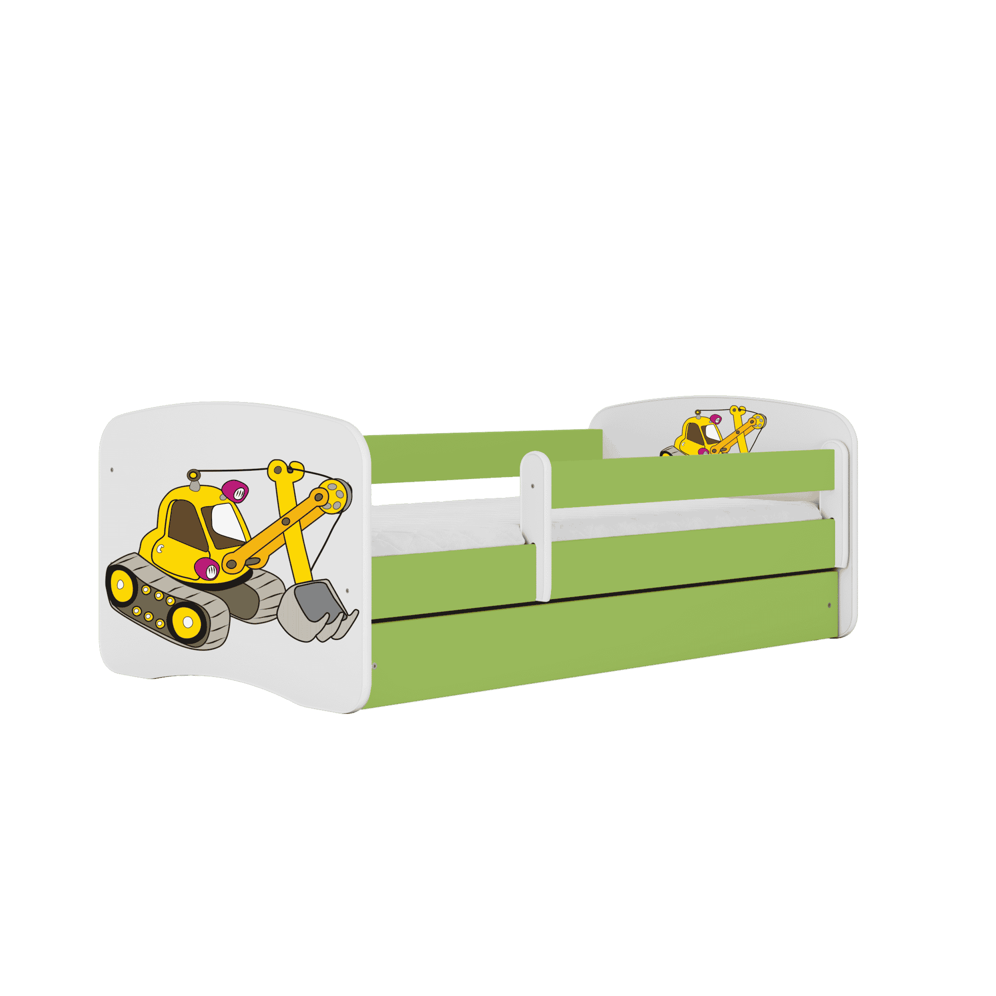 Letoss Detská posteľ BABY DREAMS 140/70 -Bager Zelená S matracom Bez uložného priestoru