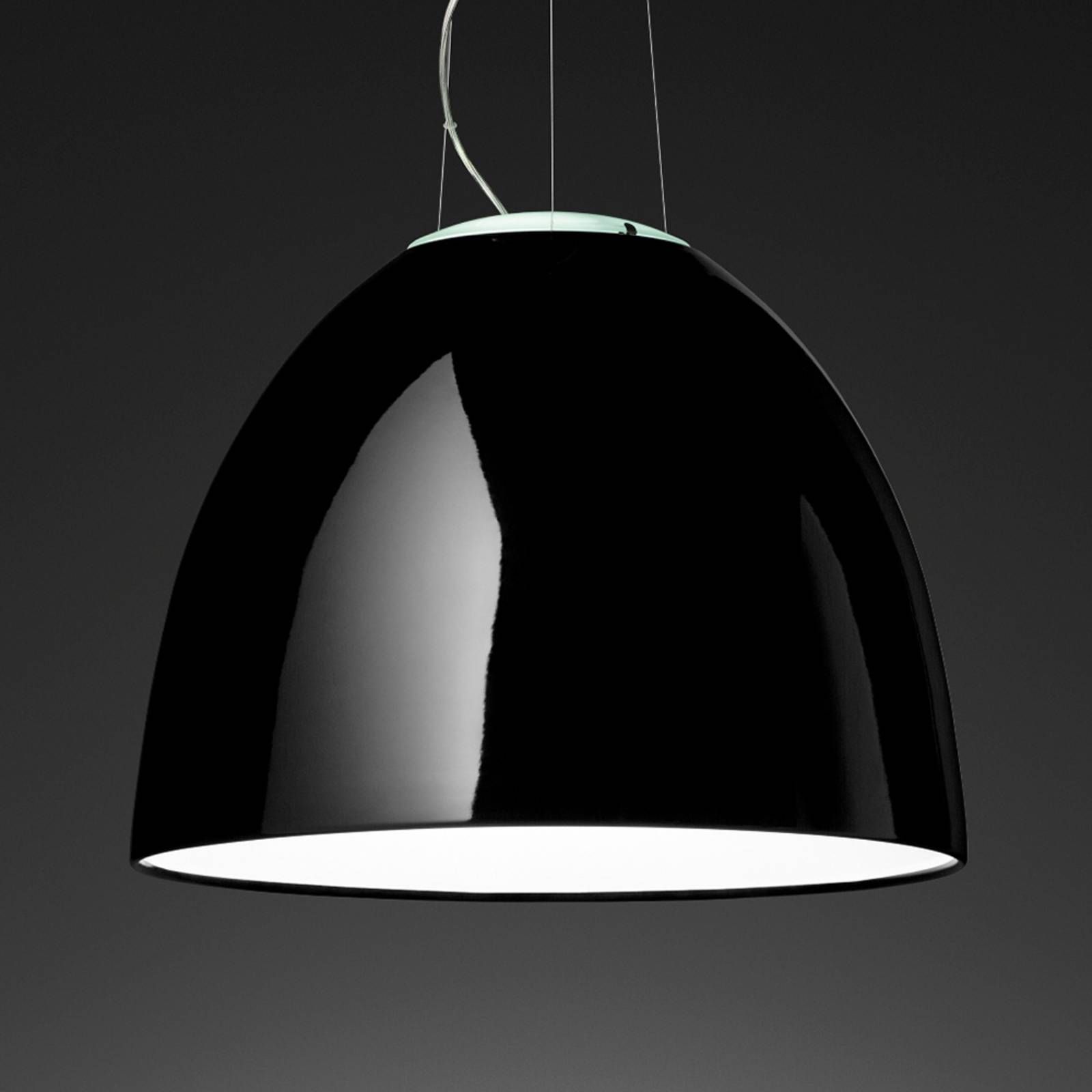 Artemide Nur Gloss závesné svietidlo, čierna, Obývacia izba / jedáleň, hliník, metakrylát, sklo, 37W, K: 43cm