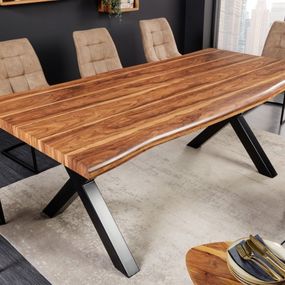 Estila Industriálny jedálenský stôl Bergo II obdĺžnikového tvaru v orechovej hnedej farbe na prekrížených nohách 180cm