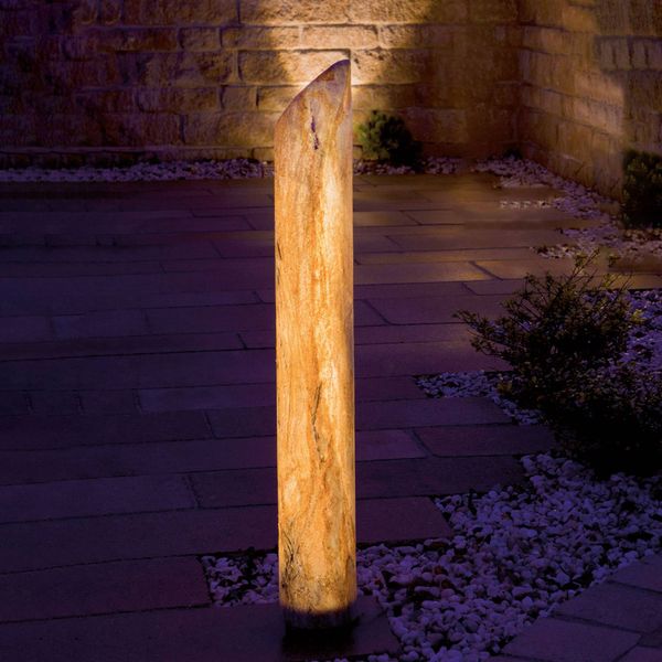 Epstein-Design Svietiaci LED stĺpik Sahara s pieskovcom, 110 cm, PMMA, pieskovec, eloxovaný hliník, 23.04W, K: 110cm