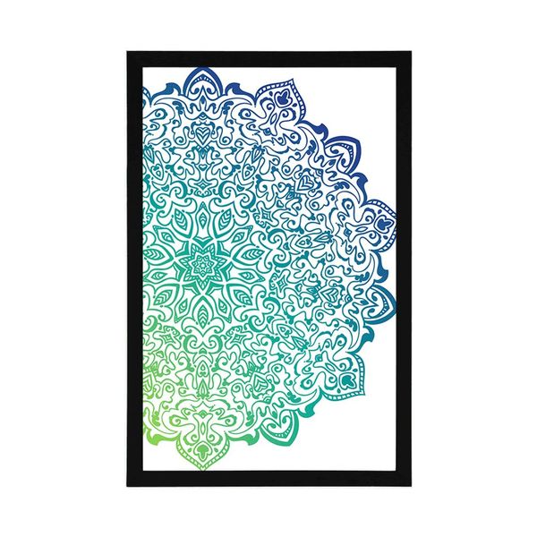 Plagát modrozelená Mandala - 40x60 silver