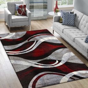 DomTextilu Originálny koberec s abstraktným vzorom v červenošedej farbe 45686-215680