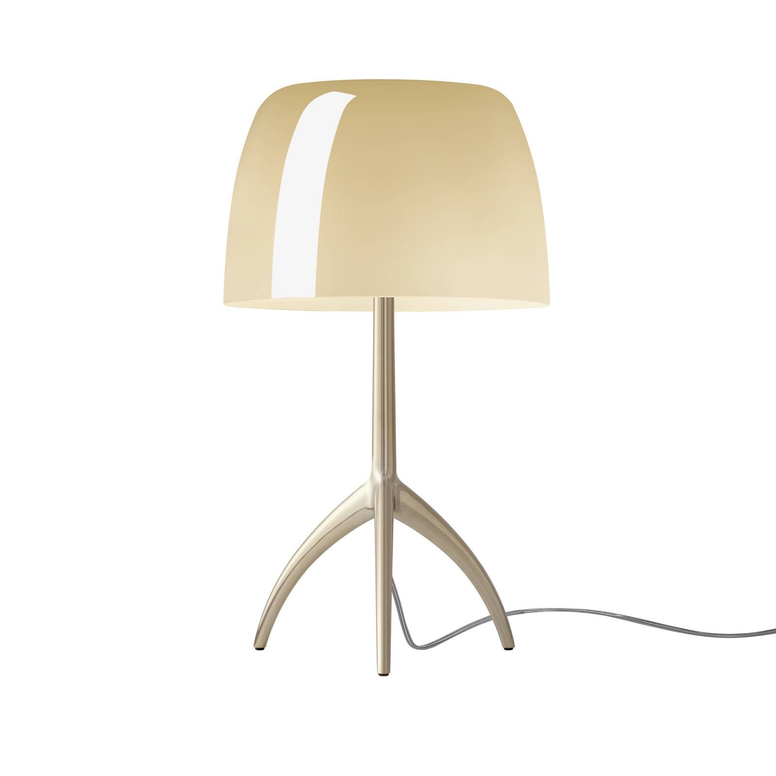 Foscarini Lumiere piccola krémová stmievateľná, Obývacia izba / jedáleň, ručne fúkané sklo, hliník, E14, 6.5W, K: 35cm