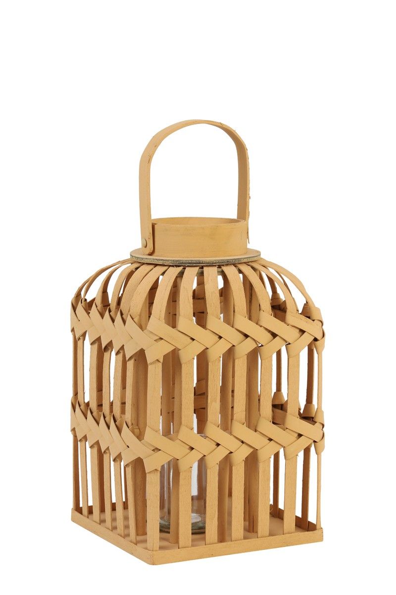 Svetlo hnedá prepletaná lampáš Talia - 22 * ​​22 * ​​36 cm