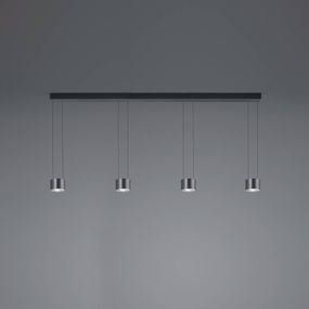 BANKAMP Impulse Flex LED svietidlo 4-pl. čierna, Obývacia izba / jedáleň, hliník, železo, sklo, 12W, P: 168 cm, L: 12 cm