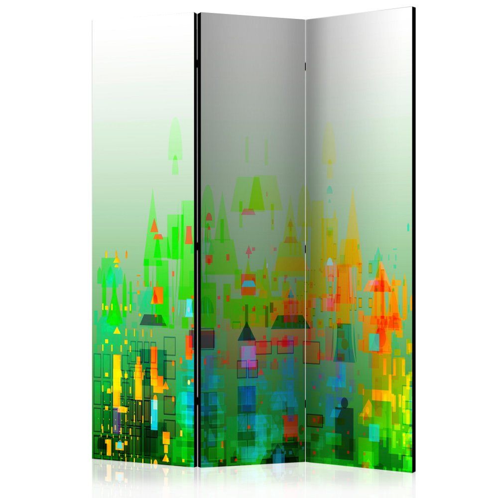 Paraván Abstract City Dekorhome 135x172 cm (3-dielny)