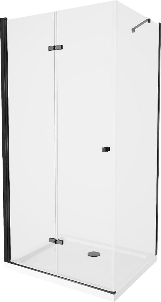 MEXEN/S - Lima sprchovací kút 90x110 cm, transparent, čierna + biela vanička so sifónom, 856-090-110-70-00-4010B