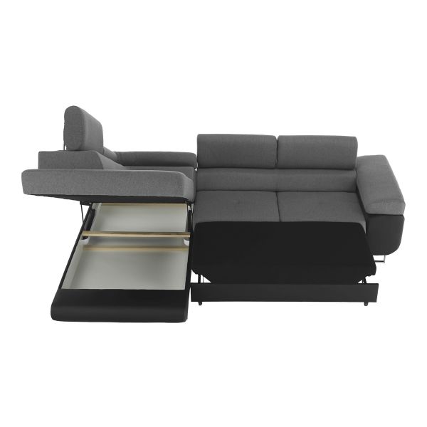 Rohová sedačka s rozkladom a úložným priestorom Gelan New L - sivá / čierna