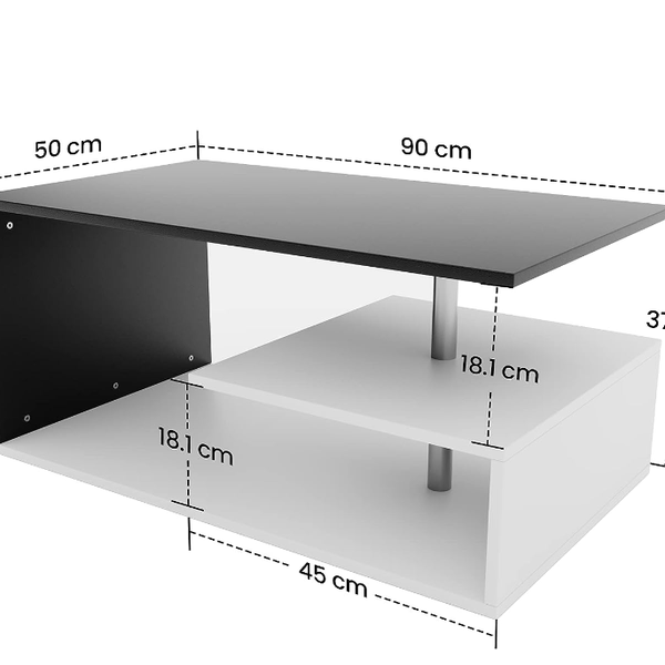 Konferenčný stolík, 90 x 50 x 41 cm, bielo/tmavo sivý