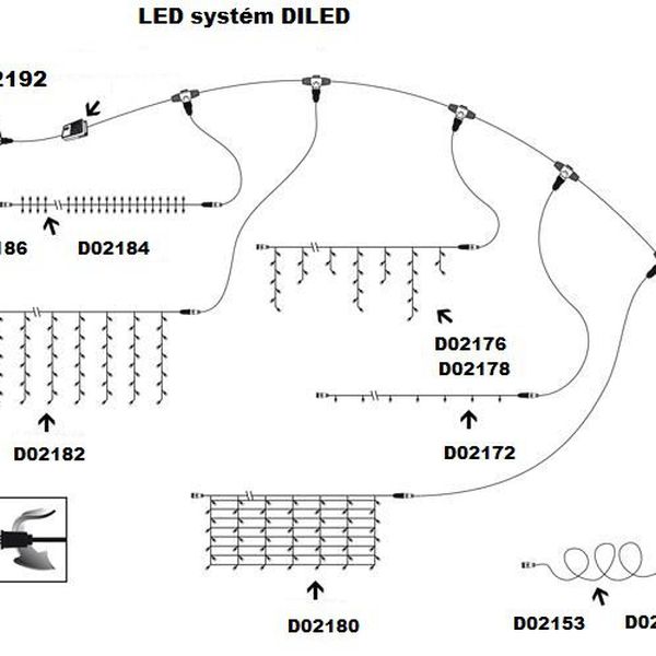 Nexos 2182 diLED svetelný záves - 200 LED teple biela