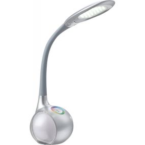 Globo 58279 LED stolná lampa Tarron 1x5W | 280L | 5500K | RGB - dotykový stmievač, osvetlený podstavec, fixácia farby, šedá