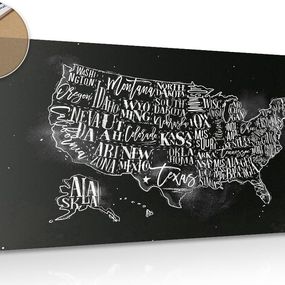 Obraz na korku náučná mapa USA s jednotlivými štátmi