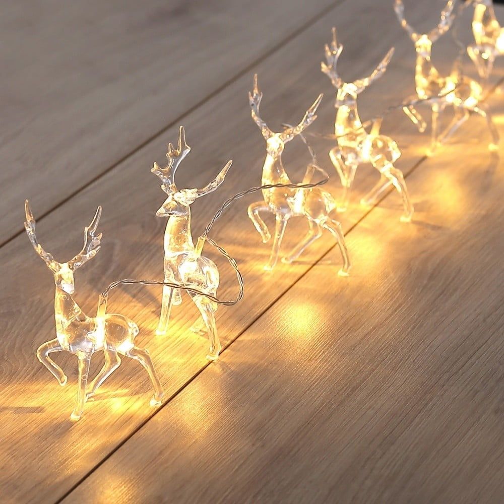 LED svietiaca reťaz v tvare sobov DecoKing Deer, 10 svetielok, dĺžka 1,65 m