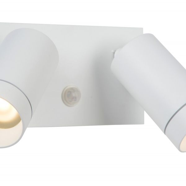 Lucide 09831/02/31 vonkajšia nástenná lampa Taylor 2x5W | GU10 | IP54 - biela, bodová, nastaviteľná, pohybový senzor