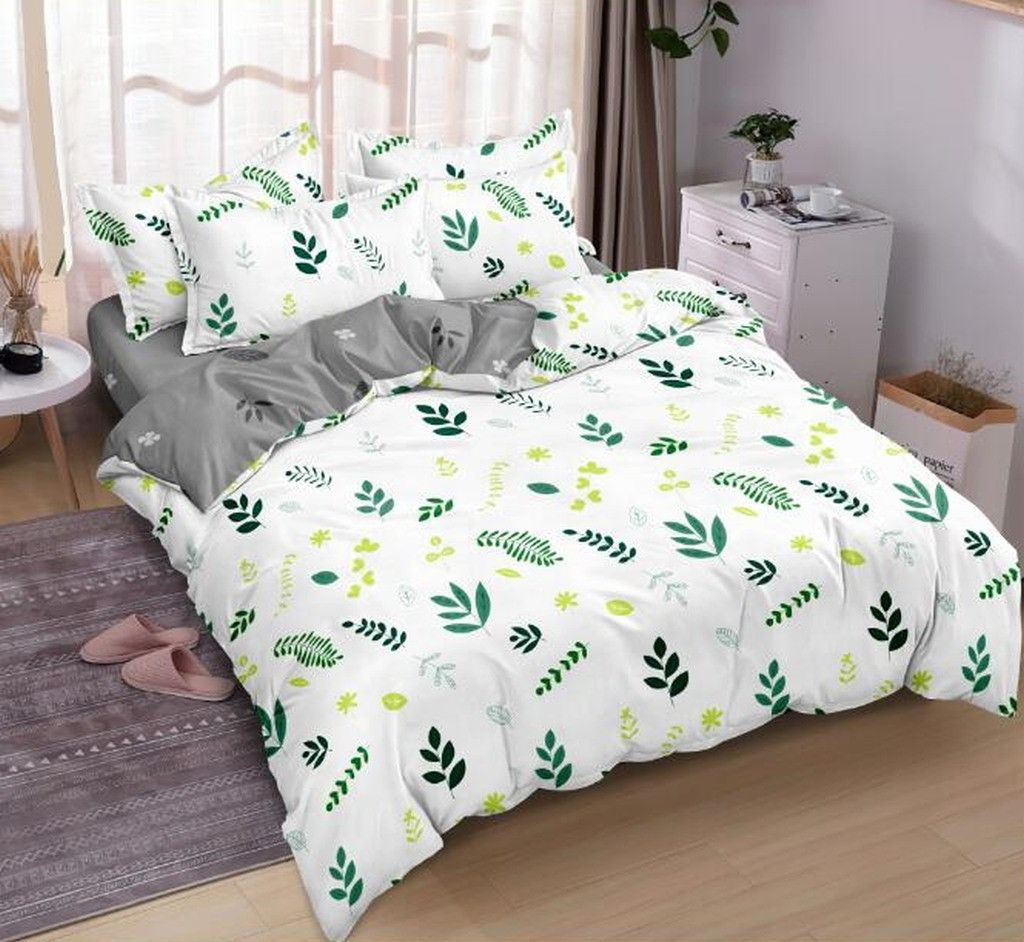 DomTextilu Biele posteľné obliečky s motívom rastlín 3 časti: 1ks 180x200 + 2ks 70 cmx80 Biela 38154-180307