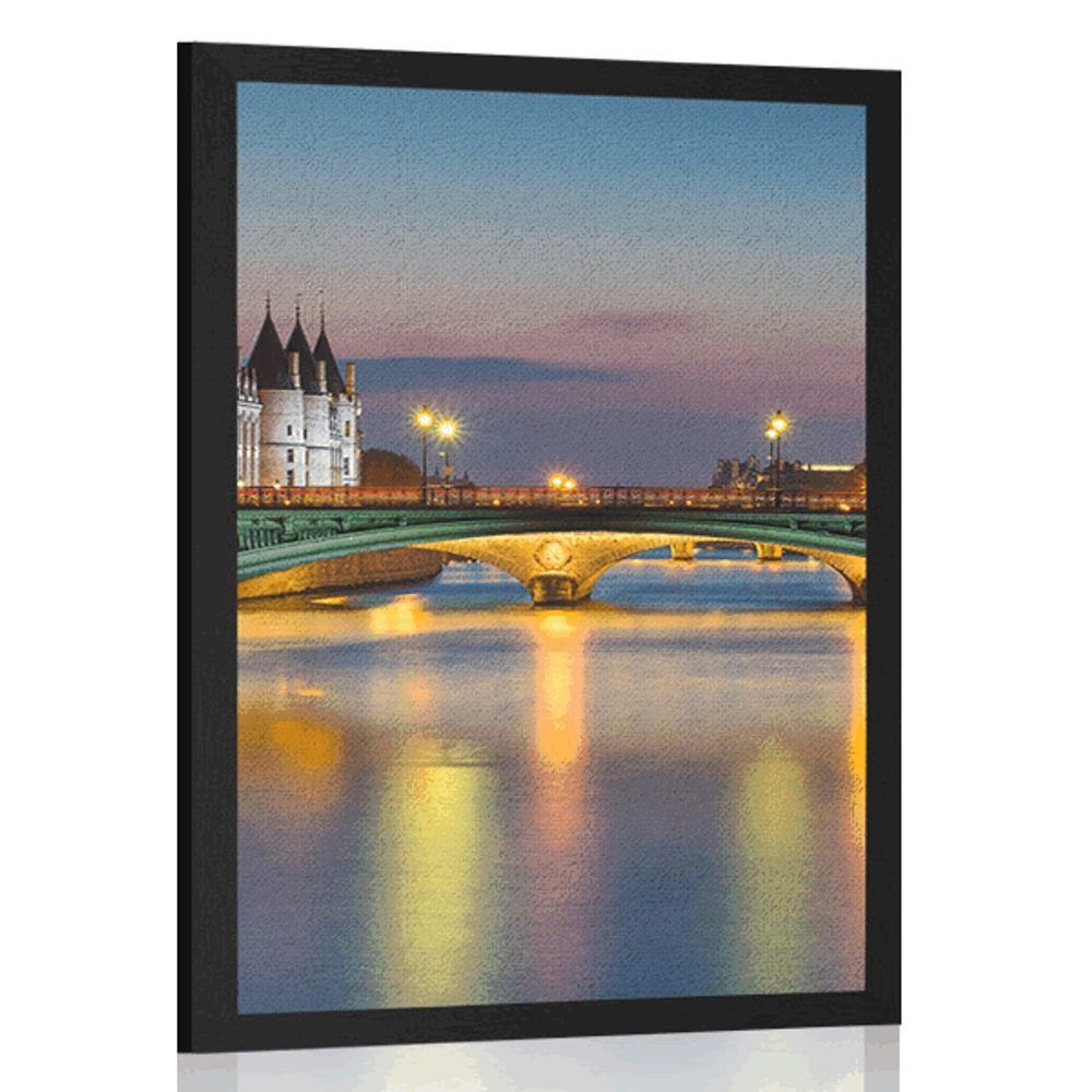 Plagát nočný Paríž - 30x45 black