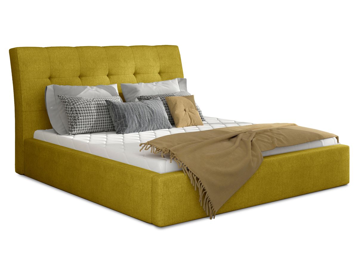 Čalúnená manželská posteľ s roštom Ikaria UP 180 - žltá