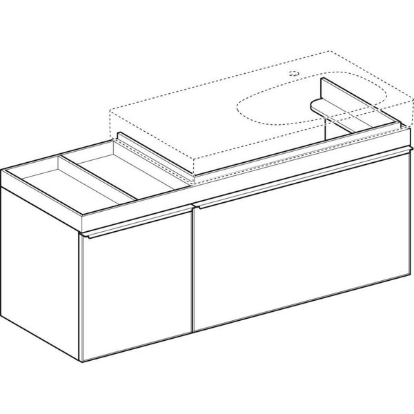 Geberit Citterio - Skrinka pod umývadlo 900 mm, s odkladacou plochou, lesklá sivohnedá/béžový dub 500.568.JI.1