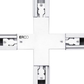 ERCO krížový konektor pre 3-fázové koľajnice biela, plast, P: 10 cm, L: 10 cm