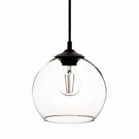 Euluna Závesná lampa Ball guľové tienidlo číra Ø 20 cm, Obývacia izba / jedáleň, sklo, kov, E27, 60W, K: 16cm