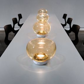 Stilnovo La Mariée stolová LED lampa zlatá/biela, Obývacia izba / jedáleň, sklo, kov, 9W, K: 23.5cm